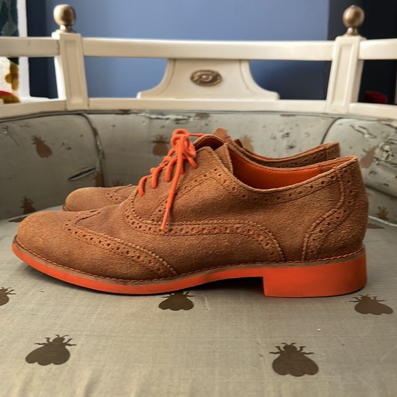 Cole Haan Alisa Oxford Women’s 8 B Brown Orange Leather Wingtip Loafer Shoes - Picture 6 of 14